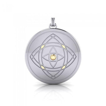 Hold your focus ~ Be Focused ~ A Sterling Silver Jewelry Pendant Mandala with 14k gold accent MPD1262 - Jewelry